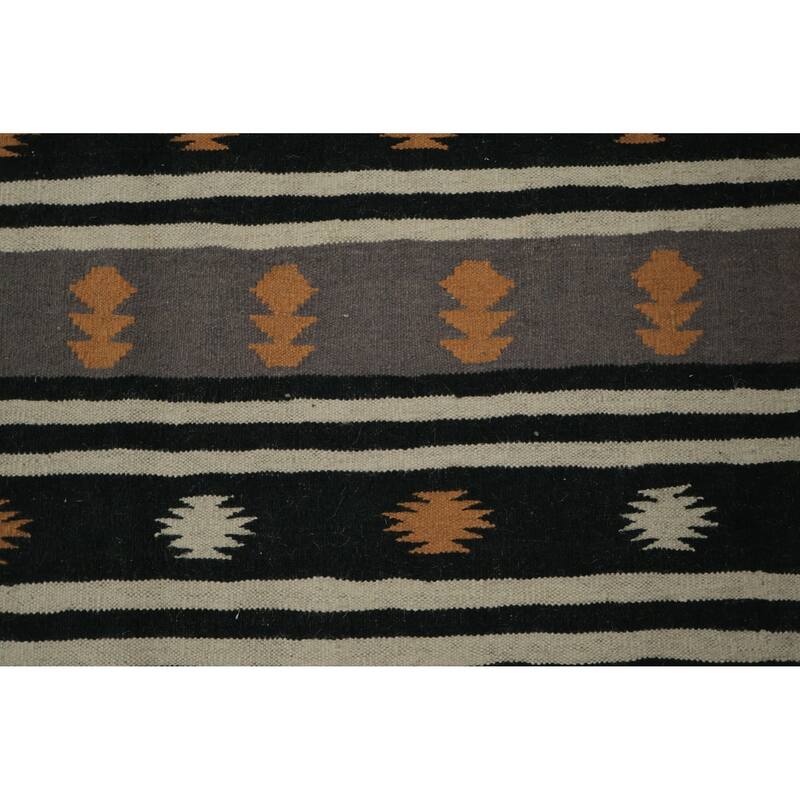 Hand Woven Oriental 100% Wool Carpet Southwestern Tribal Oranges & Rust Kilim Area Rug - 14' 0'' X 9' 1''
