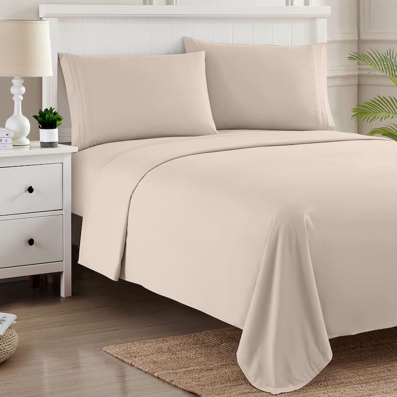 Sweet Home Collection Deep Pocket Soft Microfiber 4-Piece Solid Color Bed Sheet Set
