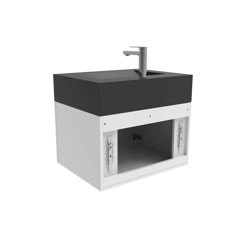 Nile 24-Inch Wall Mounted Bathroom Vanity Set w/ Black Top