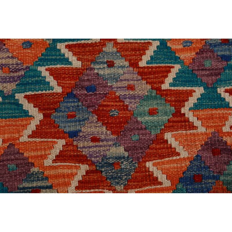 Reversible Kilim Area Rug Oriental Hand-Woven Wool Carpet - 9'11"x 13'0"