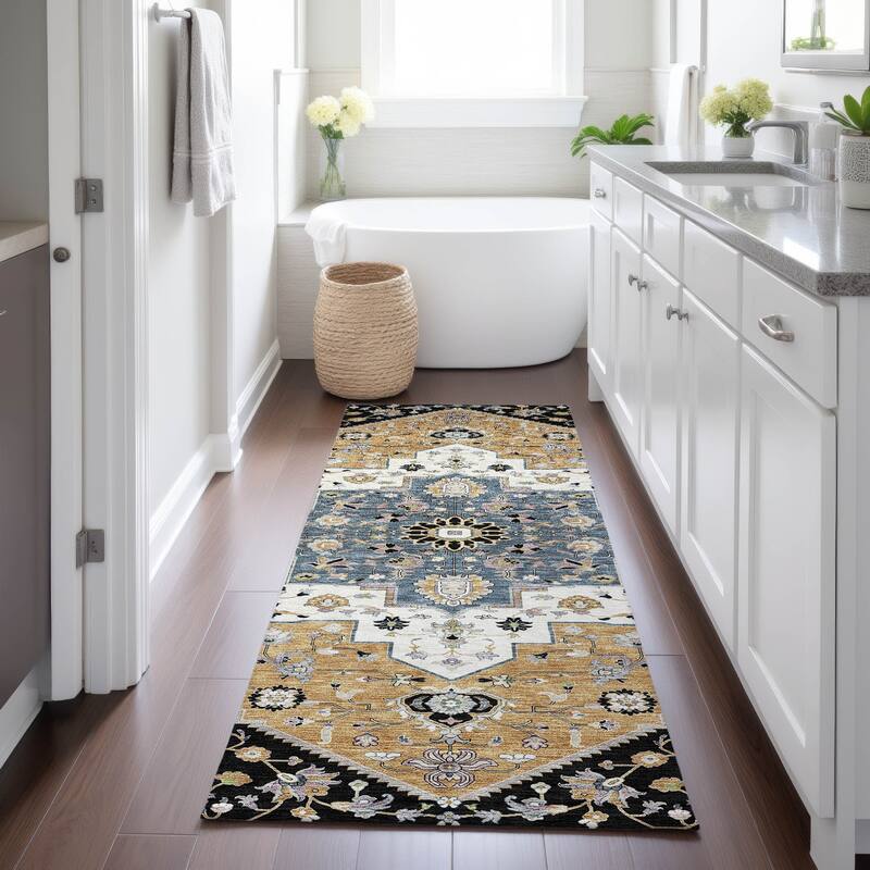 Machine Washable Indoor/ Outdoor Traditional Kolkata Chantille Rug