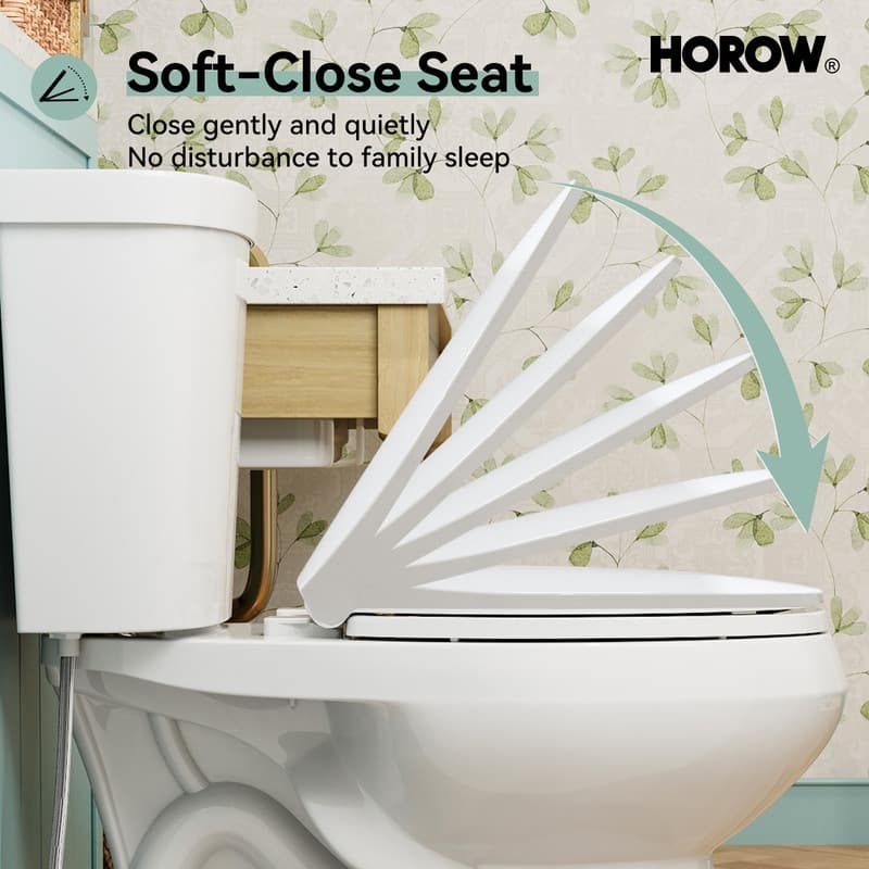 HOROW 19 Inch ADA Tall 2 Piece Dual Flush Elongated Toilet White 1.1/1.6 GPF Strong Flush Soft Close Seat - 19 Inch