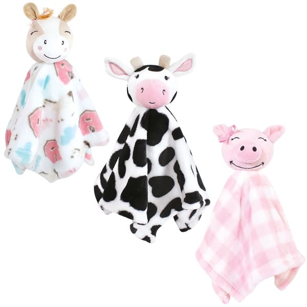 slide 1 of 1, Hudson Baby Infant Girl Animal Face Security Blanket, Farm, One Size - Farm - One Size One Size - Farm