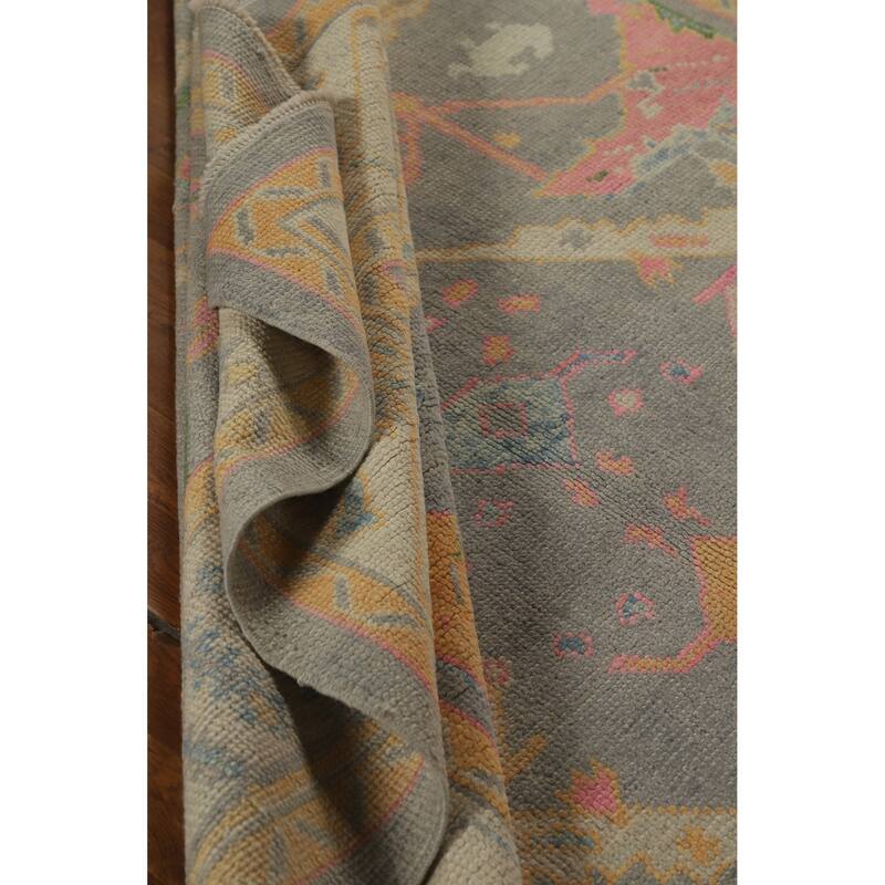 Hand Knotted Oriental 100% Wool Carpet Transitional All-Over Greys & Charcoal Oushak Area Rug - 16' 7'' X 6' 11''