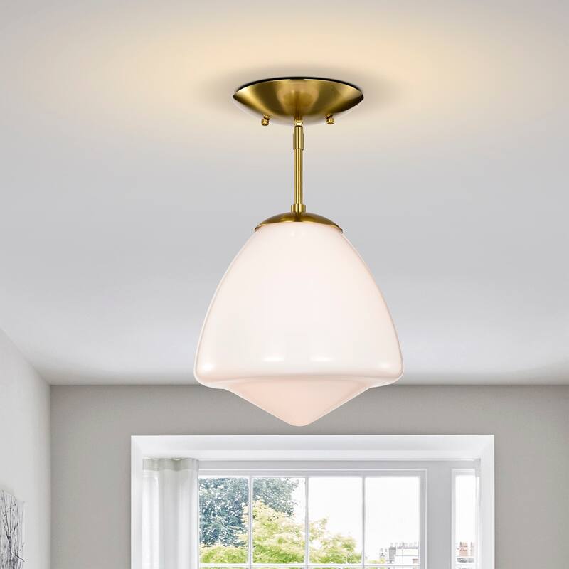 Zylo Semi-Flush Mount Metal Ceiling Lamp with Clear Glass Shade