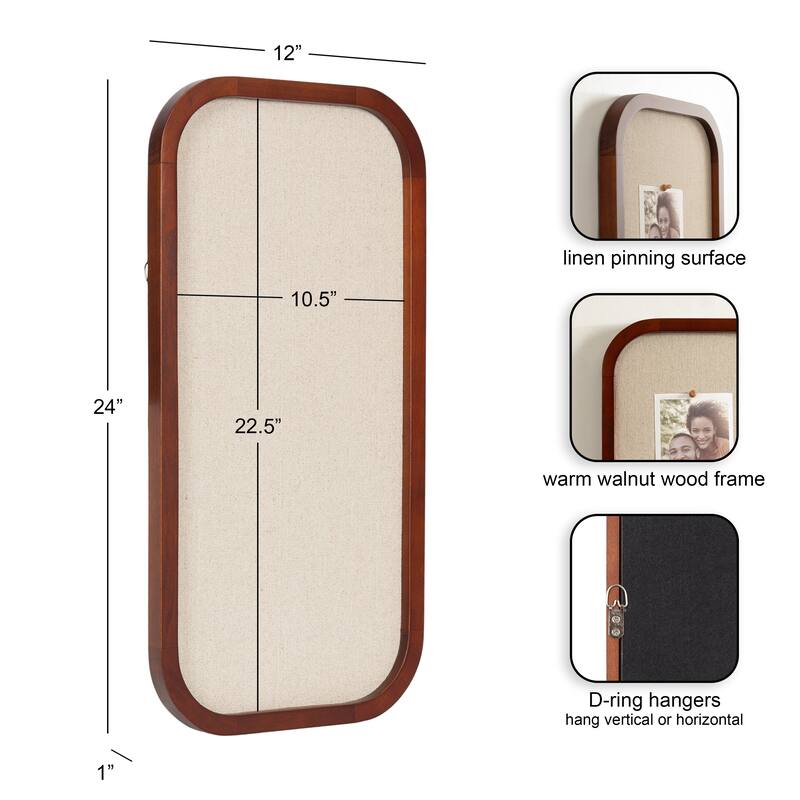 Kate and Laurel Hutton Wood Framed Fabric Pinboard