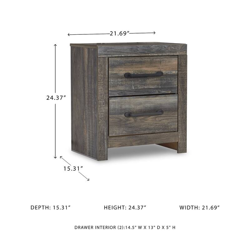 Drystan Two Drawer Casual Night Stand