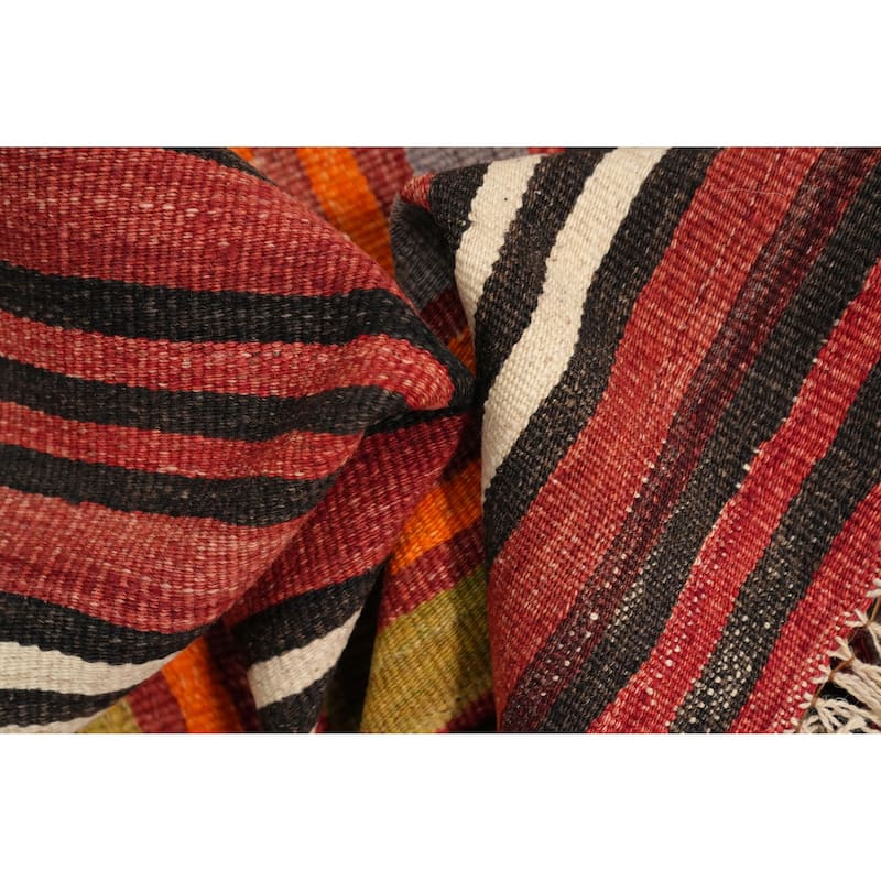 Hand Woven Oriental 100% Wool Carpet Southwestern Geometric Multi-Colored Kilim Area Rug - 8' 7'' X 5' 1''
