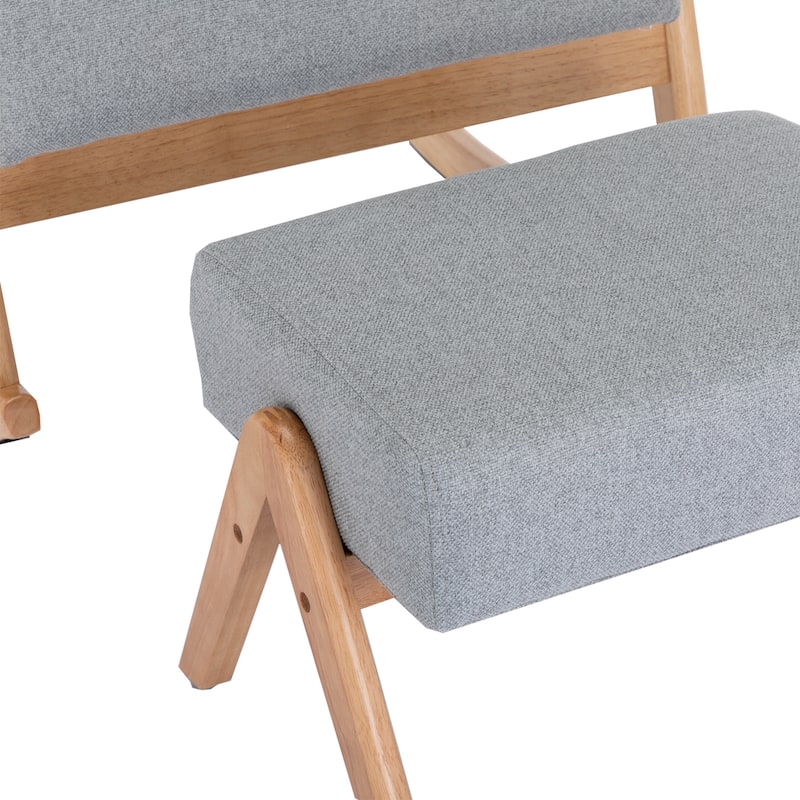 Light Grey 25.59" Tufted Rocking Chair with Ottoman