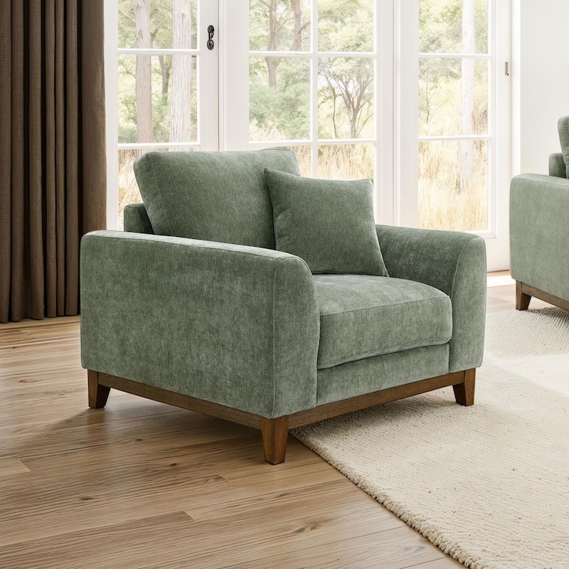 Furniture of America Lurek Mid Century Modern OEKO TEX Chenille Arm Chair - Olive Green