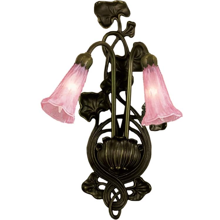 Meyda Tiffany Lilies 11" Wide 2 Light Double Sconce with Art Glass