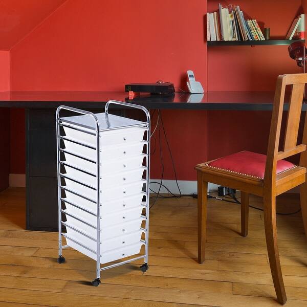 Shop Costway 10 Drawer Rolling Storage Cart Scrapbook Paper Office