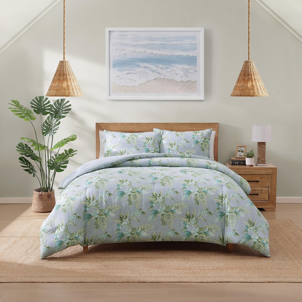 Tommy Bahama Floral Enchantment Cotton Blue Comforter Set
