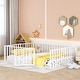 preview thumbnail 20 of 25, Queen Size Metal Floor Bed Frame with Fence and Door Perfect for Toddler