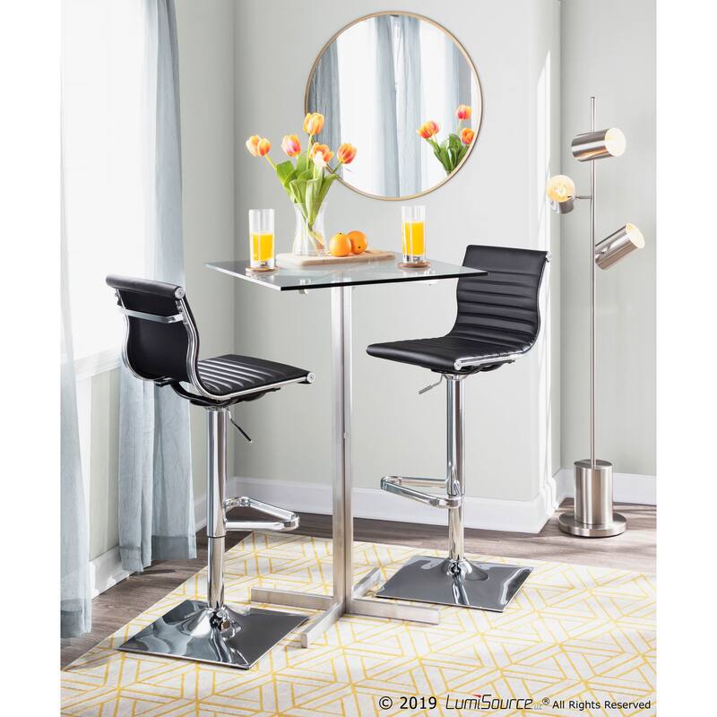 Porch & Den Tower Master Contemporary Adjustable Bar Stool in Faux Leather - N/A