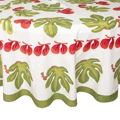 Couleur Nature Round Red/Green Fig Tablecloth