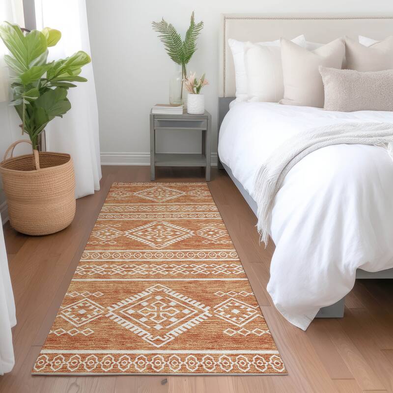 Premium Washable Super Soft Boho Globe Mayfield Rug - Copper - 2'3" x 7'6"