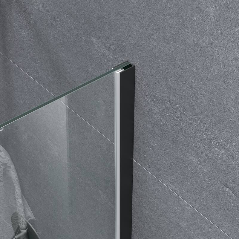 FELYL 48-inch Hinged Frameless Tub Door with Heat Soaking Process and Protective Coating Clear Glass