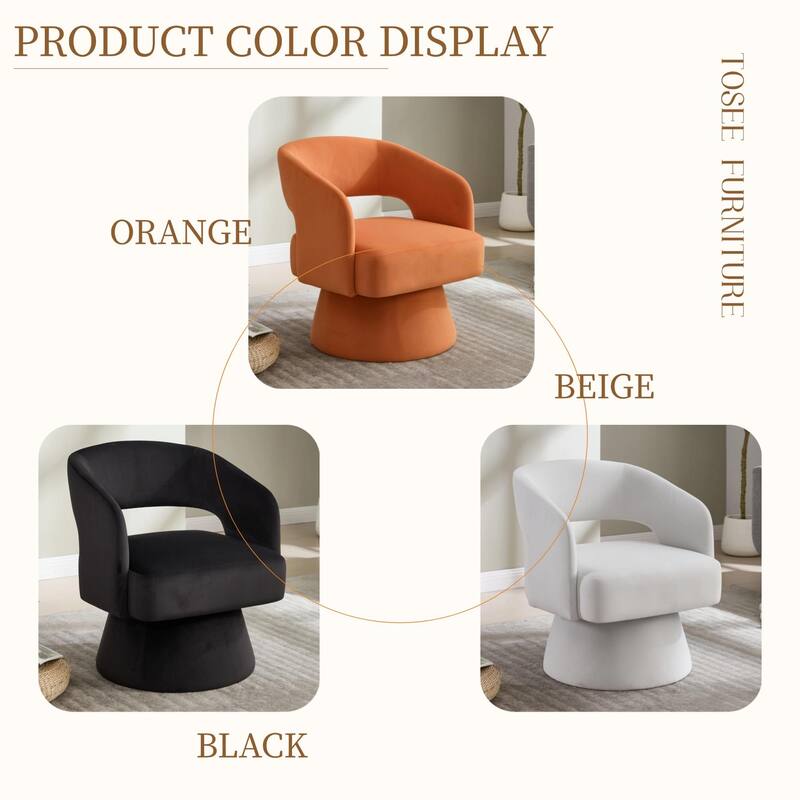 Swivel Barrel Chair, Velvet Accent Armchair 360 Degree Swivel Club Chair for Living Room Bedroom Reception Room