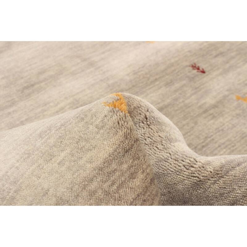 ECARPETGALLERY Hand Loomed Kashkuli Gabbeh Grey Wool Rug - 2'7 x 7'6