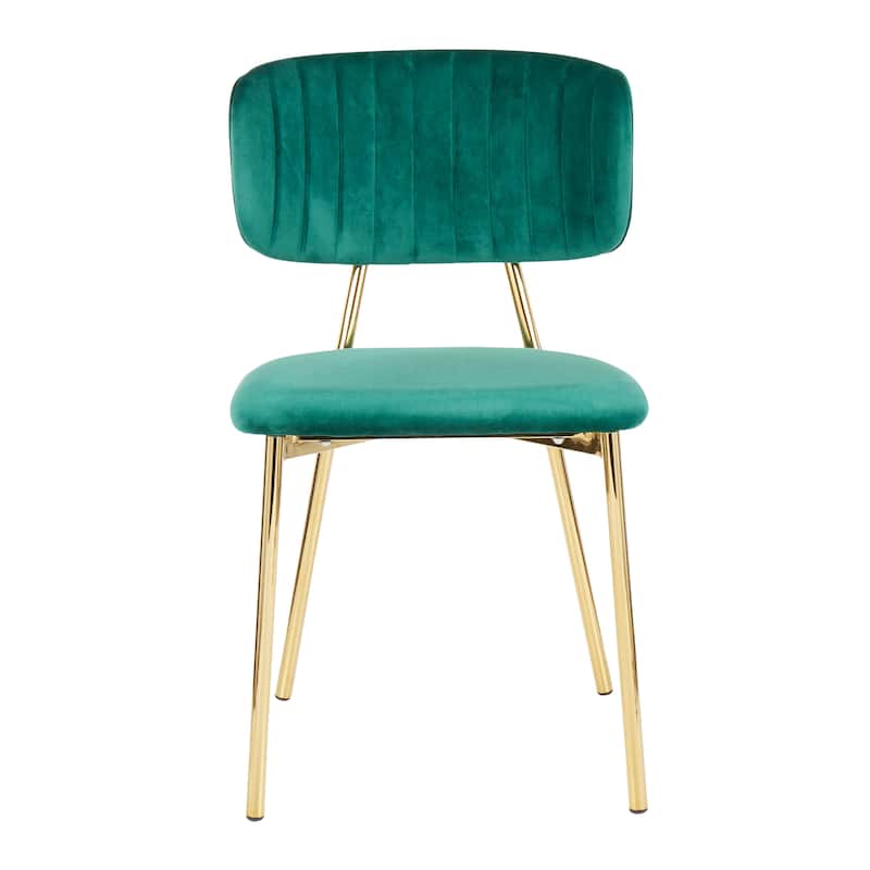 Silver Orchid Fein Gold Glam Velvet Chair (Set of 2) - Green
