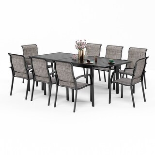 7/9-piece Patio Dining Set , 6 /8 Textilene fabirc Chairs and 1 Expandable Rectangular Patio Dining Table