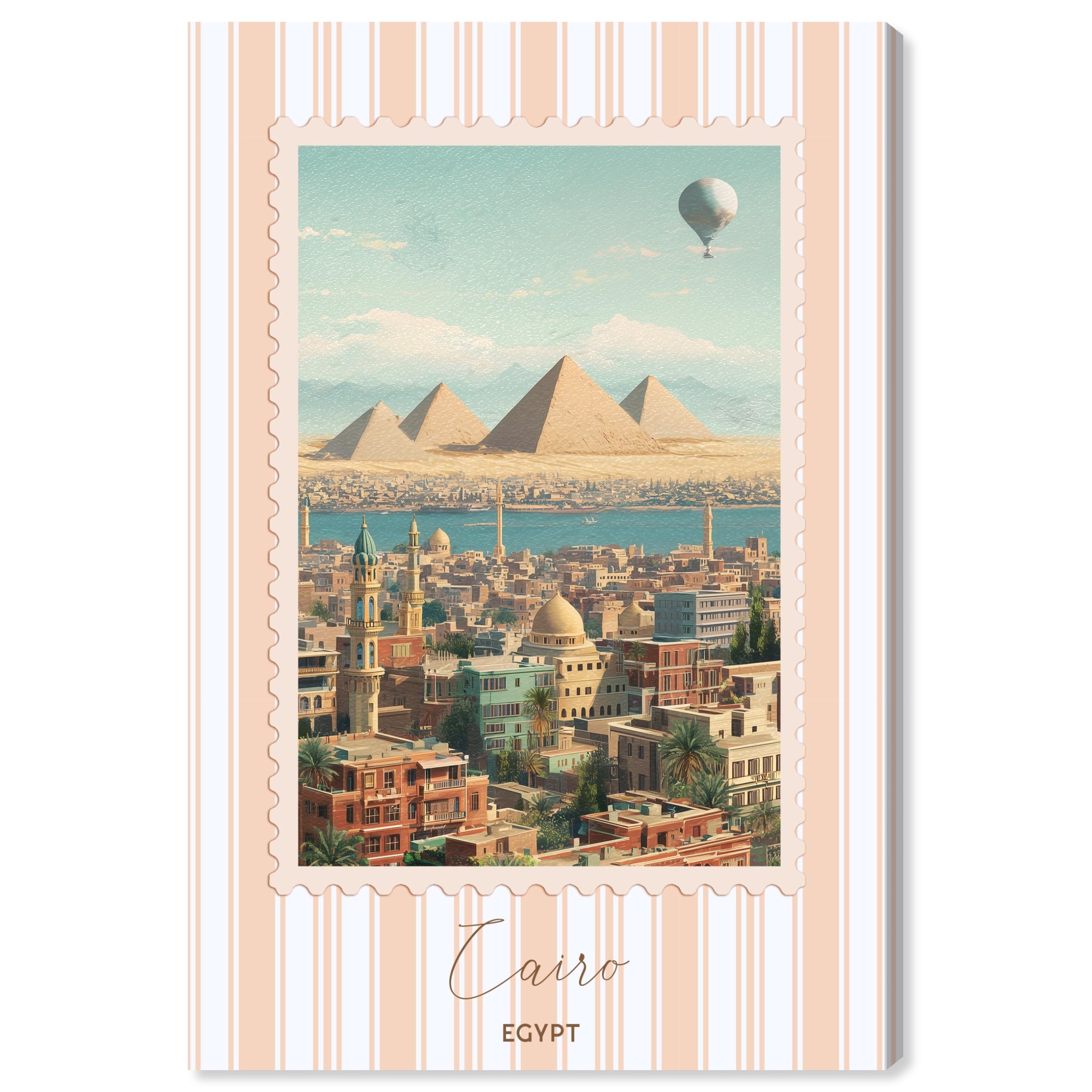 Cairo Travel Stamp Vintage Poster Art Canvas Print by Art Remedy