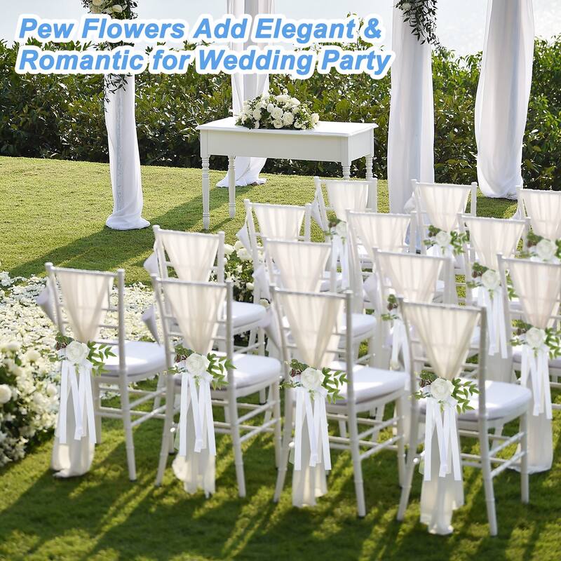6Pcs Wedding Aisle Decorations Pew Flowers Chair Artificial Flowers