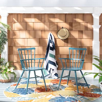 SAFAVIEH Outdoor Annalise Aluminum Arm Chair (Set of 2) - 22Wx21Dx33H