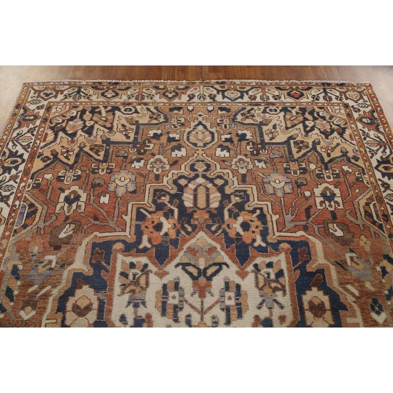 Orange Bakhtiari Persian Vintage Area Rug Handmade Wool Carpet - 7'0"x 10'4"