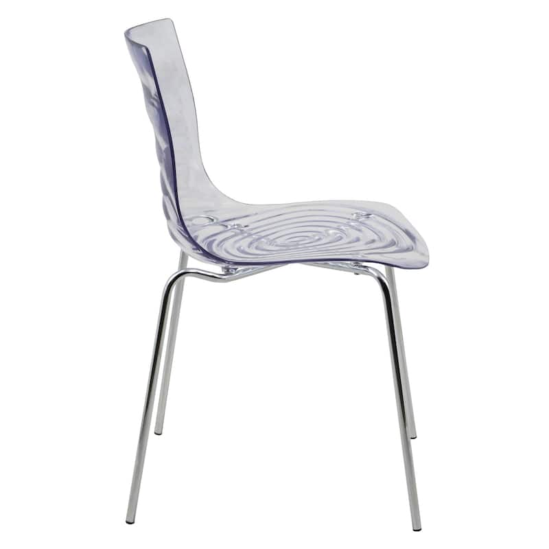 Astor Acrylic Dining Chair with Chrome Legs Modern Accent Side Chair Water Ripple Design Seats