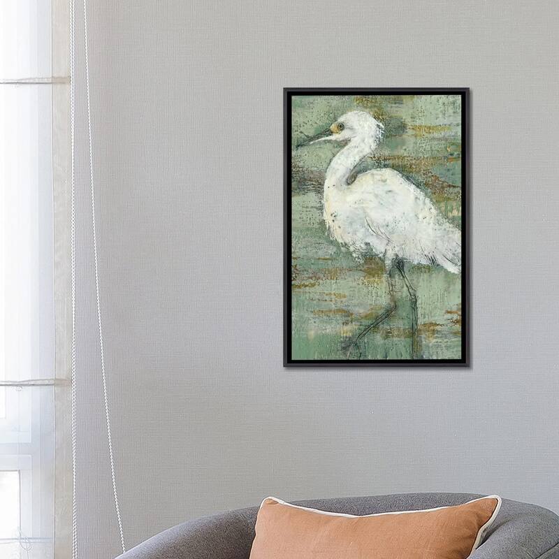 iCanvas "Textured Heron I" by Jennifer Goldberger Framed