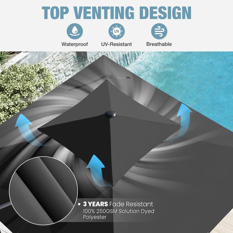 VredHom 10x10 FT Outdoor Patio Cantilever Offset Umbrella 360 degrees Rotation