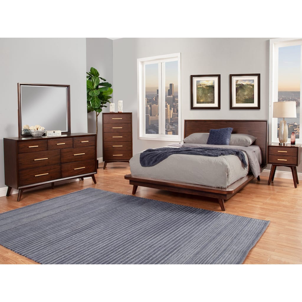 Alpine Furniture Arden 2 Drawer Wood Nightstand in Walnut (Brown)
