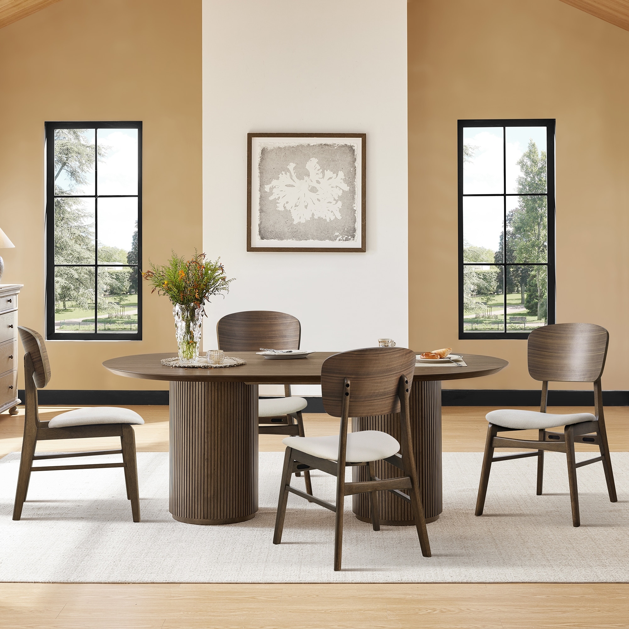 Spruce & Spring Modern Wood Dining Chairs with Ergonomic Back and Cushioned Seat