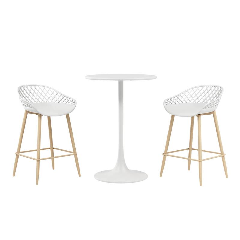 Kurv 3-Piece Counter Height Bistro Set, Weather Resistant, Indoor/Outdoor