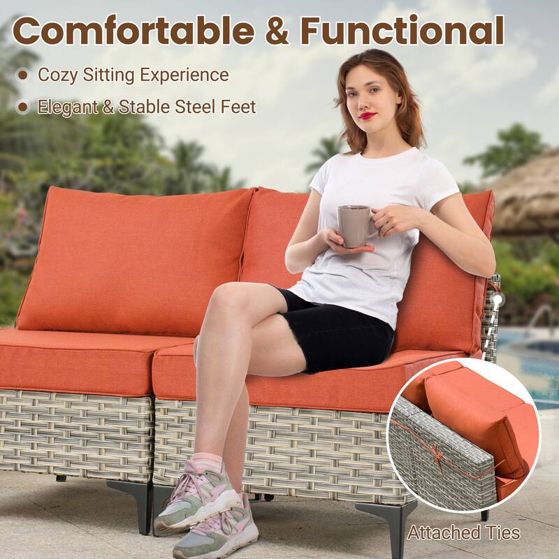 HOOOWOOO 10-piece Outdoor Furniture Wicker Swivel Rocking Chair Set