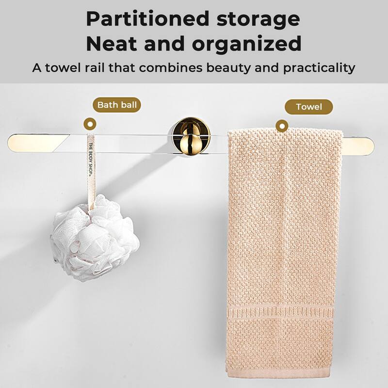 Modern Minimalist Gold Acrylic Towel Bar Towel Rack - Elegant Design For Bathroom & Kitchen - 0.98'' H X 19.68'' L X 2.75'' D