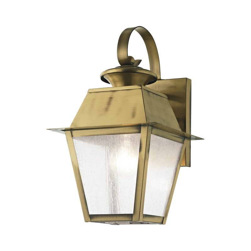 Livex Lighting 1-light Antique Brass Outdoor Wall Lantern, 2162-01 - 7.5" W x 12.5" H x 8.5" Ext.