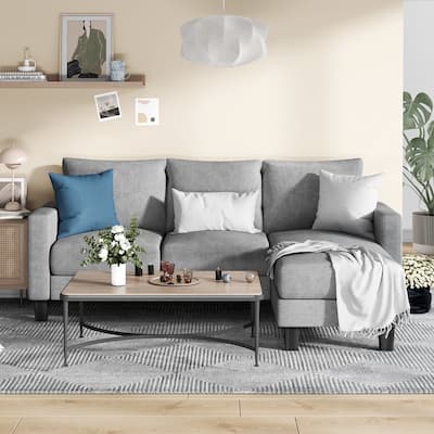 Furniwell Convertible Sectional Sofa Modern Linen Fabric L-Shaped Couch