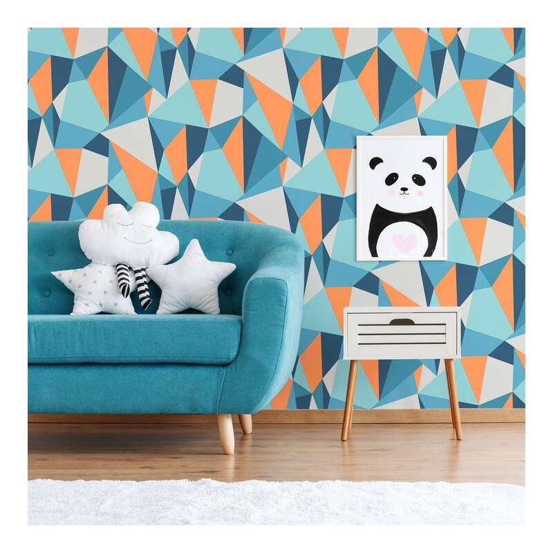 Brewster Kline Blue Facet Wallpaper - 20.5 x 396 x 0.025