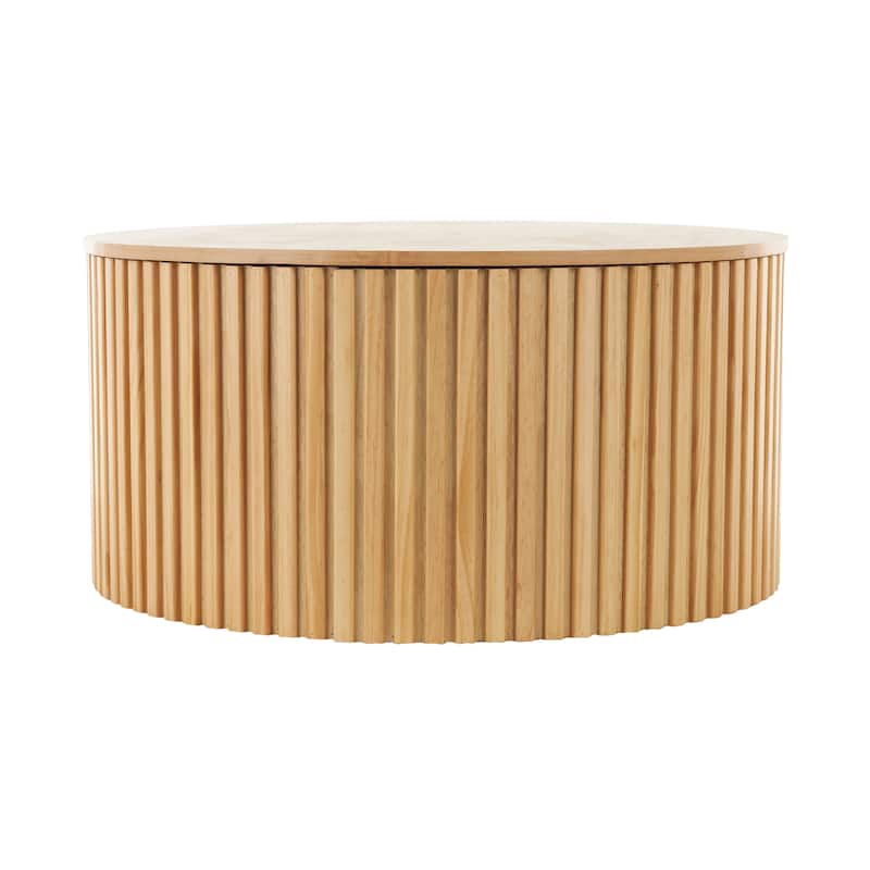 Wood Handmade Ribbed Coffee Table with Slatted Base - Brown or Black - Roche River Decor