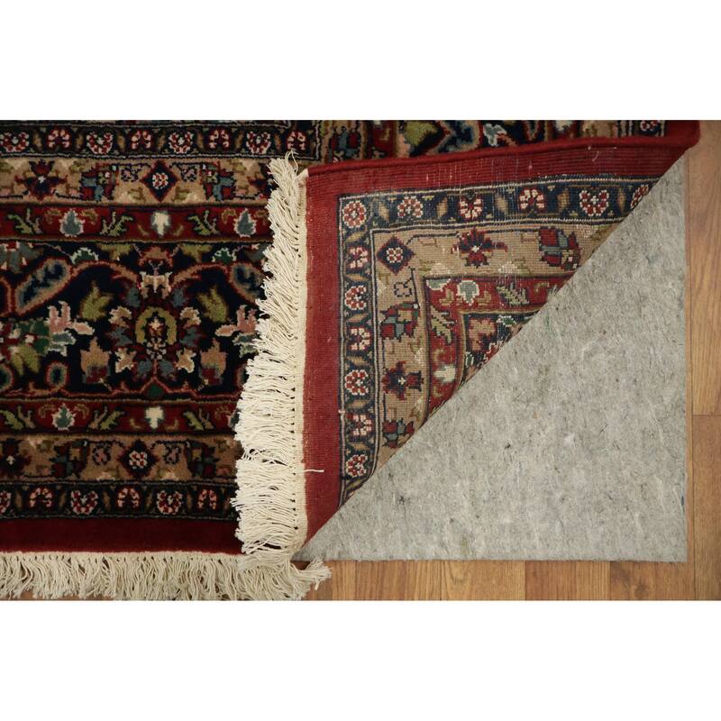 Hand Knotted Oriental 100% Wool Carpet Traditional Traditional Red Kashan Area Rug - 9' 11'' X 7' 11''