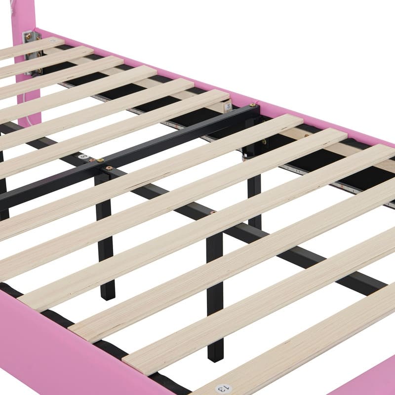 Modern Upholstered Princess Bed with LED Lights
