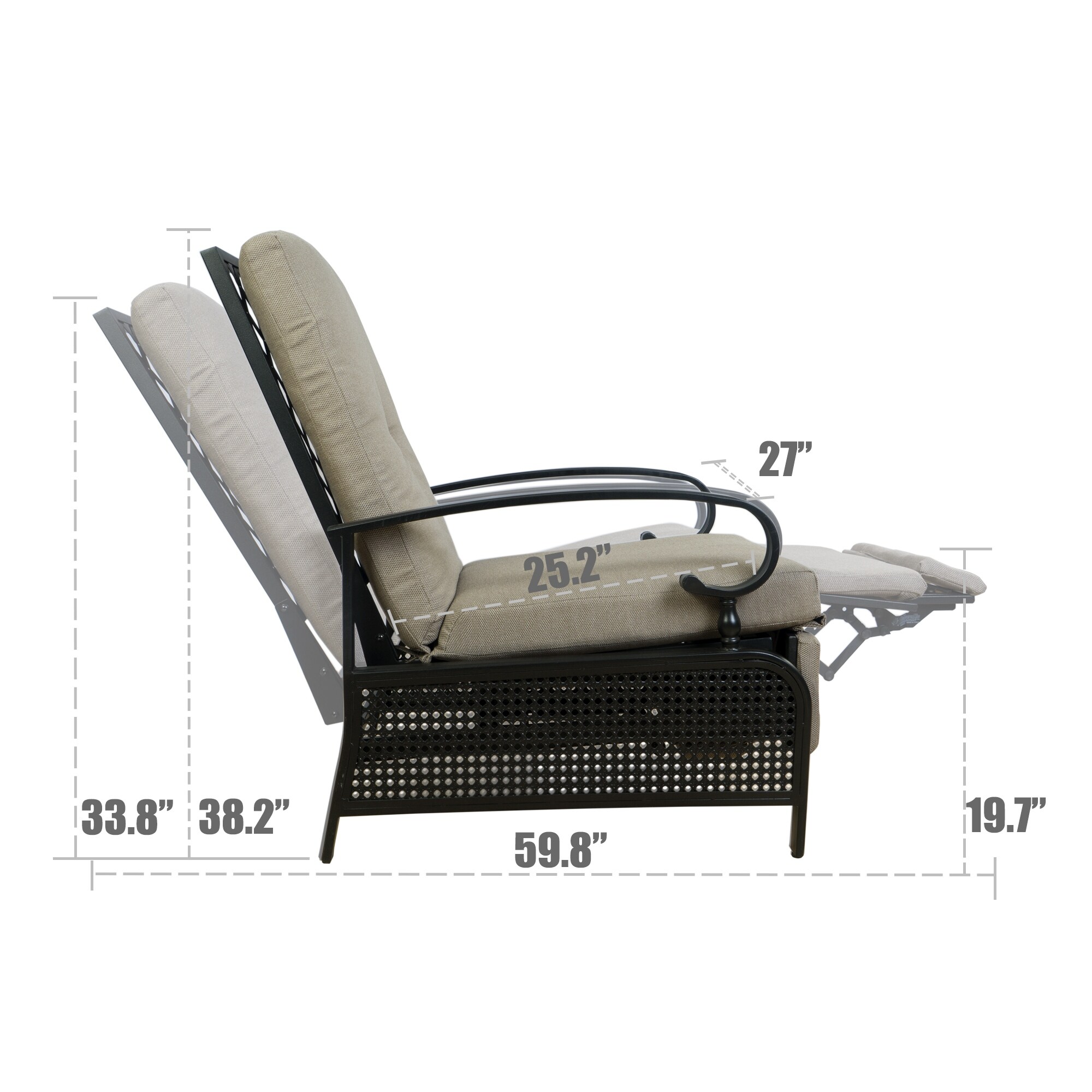 Metal reclining sun lounger sales