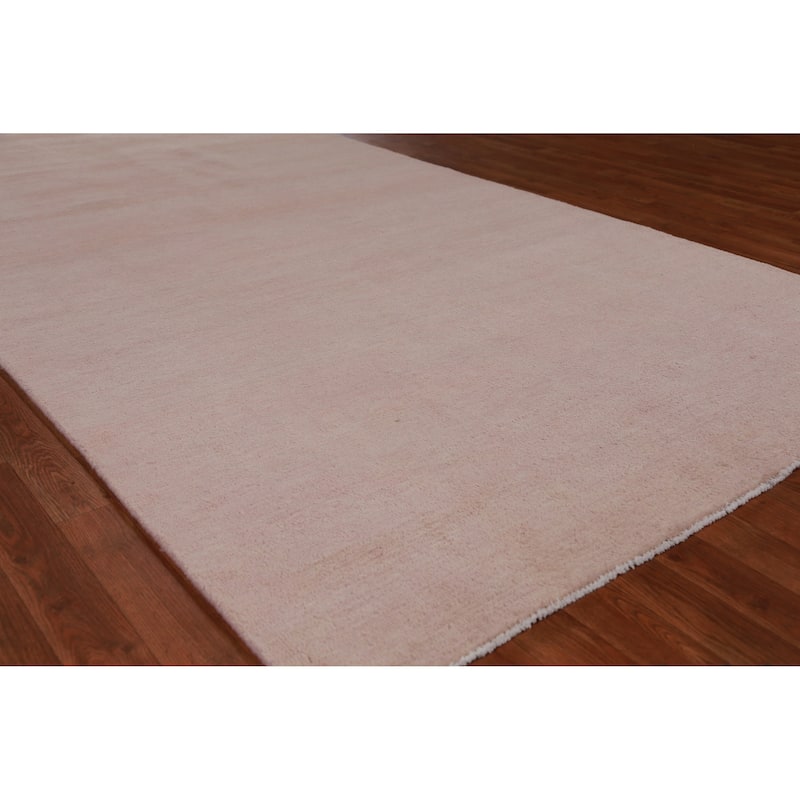 Hand Knotted Oriental 100% Wool Carpet Modern Solid Peach Gabbeh Area Rug - 10' 3'' X 5' 3''