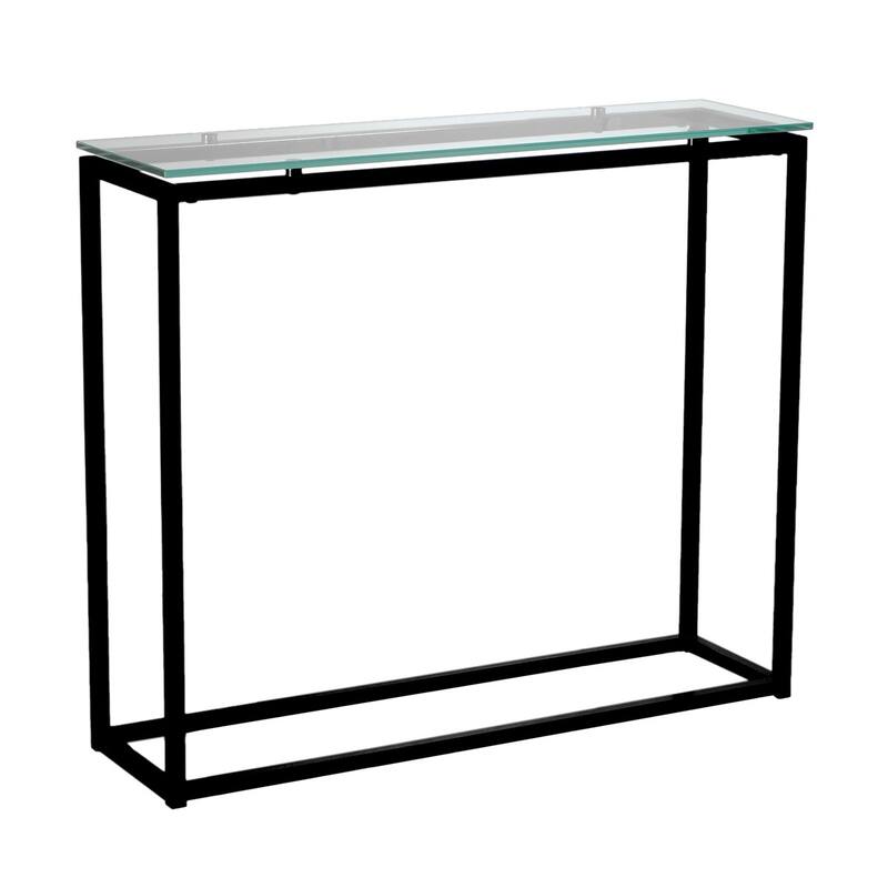HomeRoots 36" Clear and Silver Glass Sled Console Table