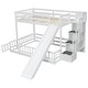 preview thumbnail 6 of 16, Twin Over Full Bunk Bed with Slide, Storage Staircase & Safety Guardrails, White