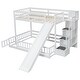 preview thumbnail 6 of 7, Twin Over Full Bunk Bed with Slide and Staircase, White