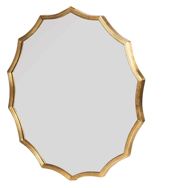 Round Sunburst Wall Mirror with Gold Finish